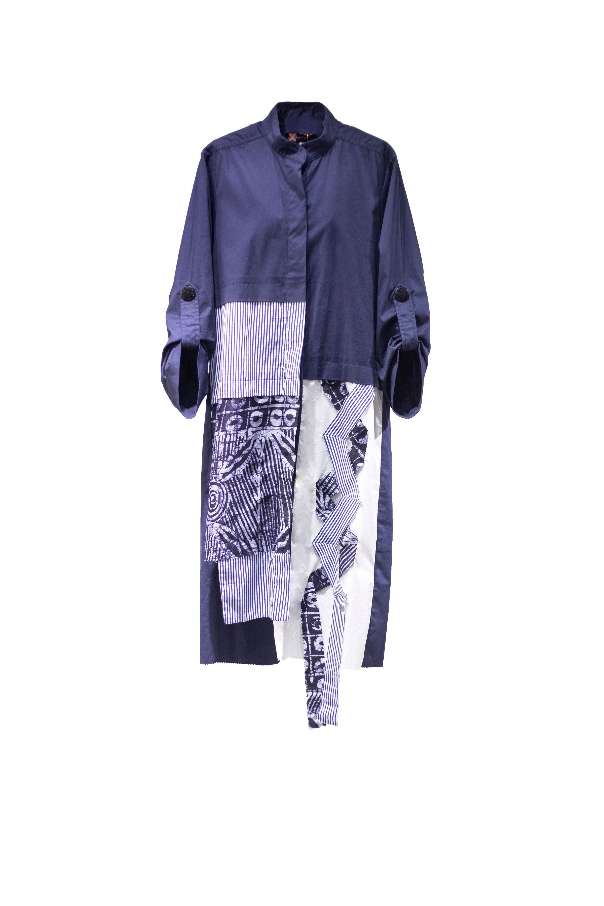 Women's Quirky Cotton Shirt Dress - Mixed Print, Uneven Hem - Female Clothing & Ladies Fashion