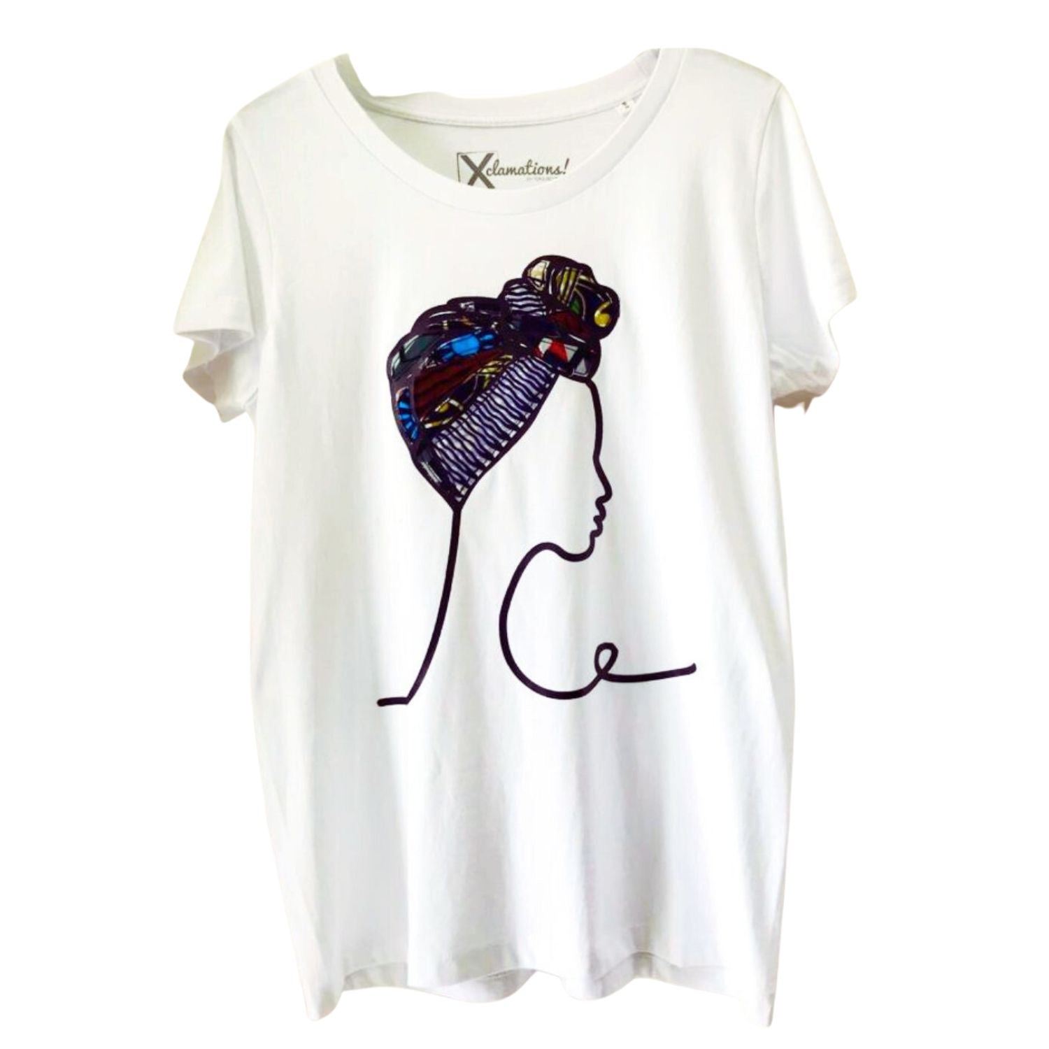 Women's Upcycled T-Shirt - Sisi Turban Tee in White, Casual and Eco-Friendly