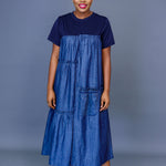 Denim Midi Dress - Women's Tiered Tee Style