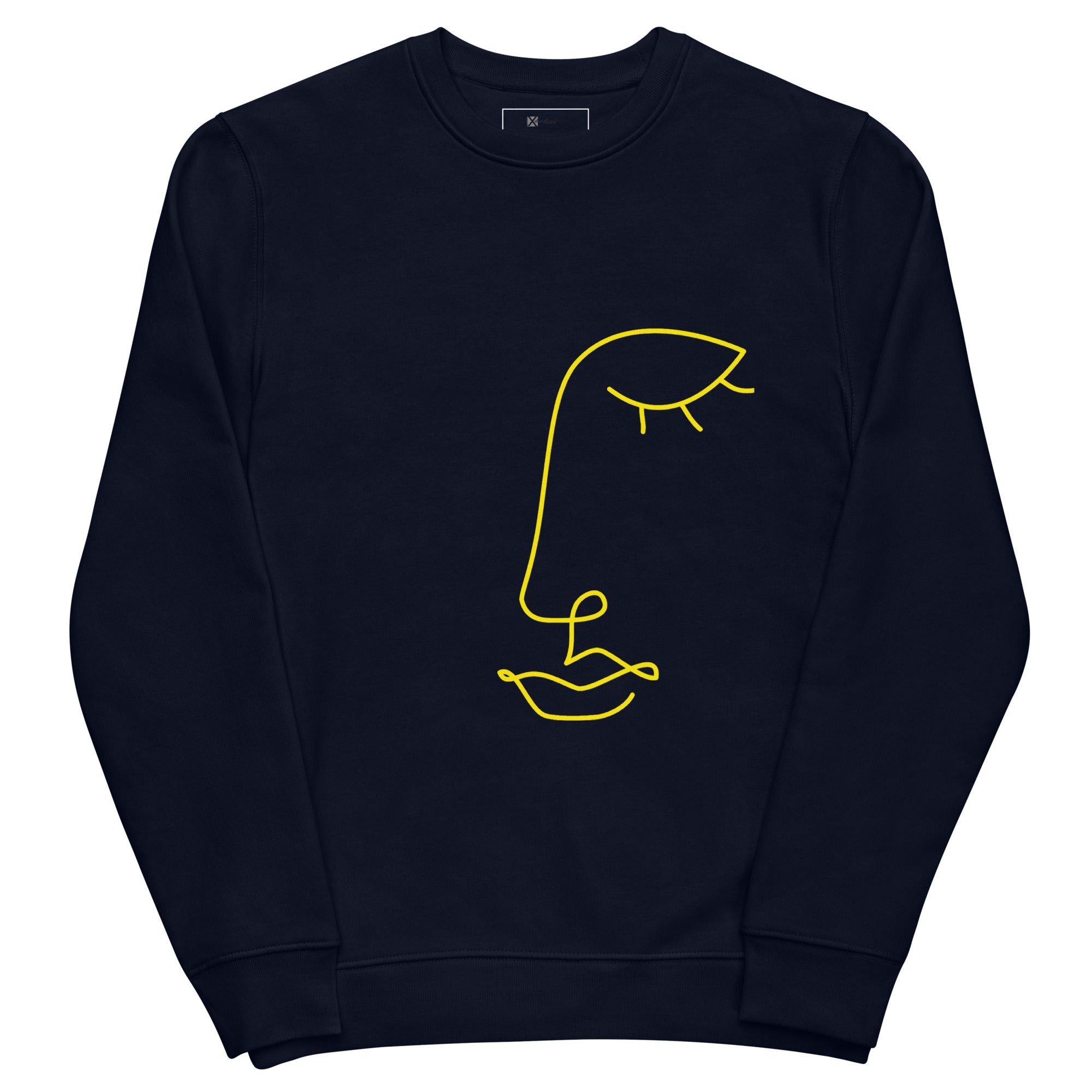 Eco-Friendly Unisex Sweatshirt - Navy Blue Lips and Lashes Design